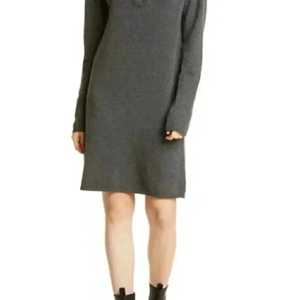 Birgitte Herskind button v neck dark grey midi long sleeve sweater dress  M